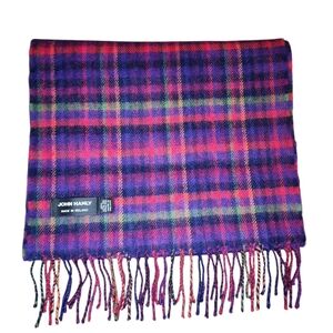 John Hanly Extra Fine Merino Wool Plaid Scarf - Made in Ireland
